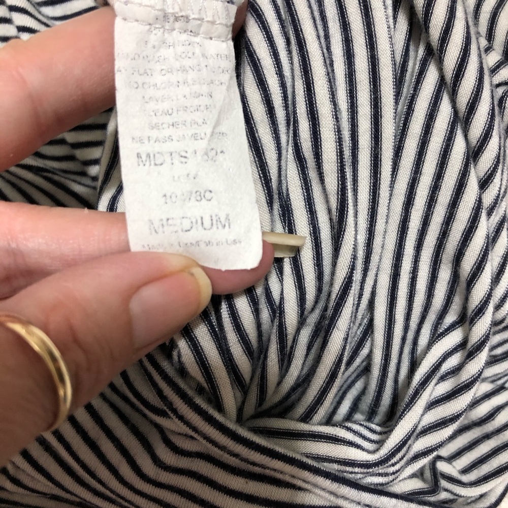 Elan Wide Neck Gray And White Striped Tee - Picture 7 of 7
